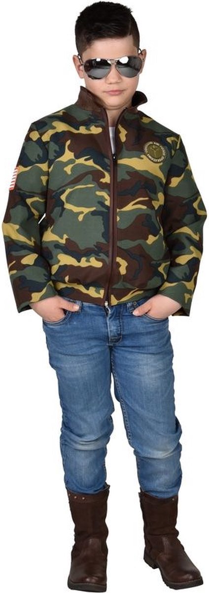 Leger & Oorlog Kostuum | Macho Leger Camouflage Jas Kind | Maat 116-128 | Carnaval kostuum | Verkleedkleding